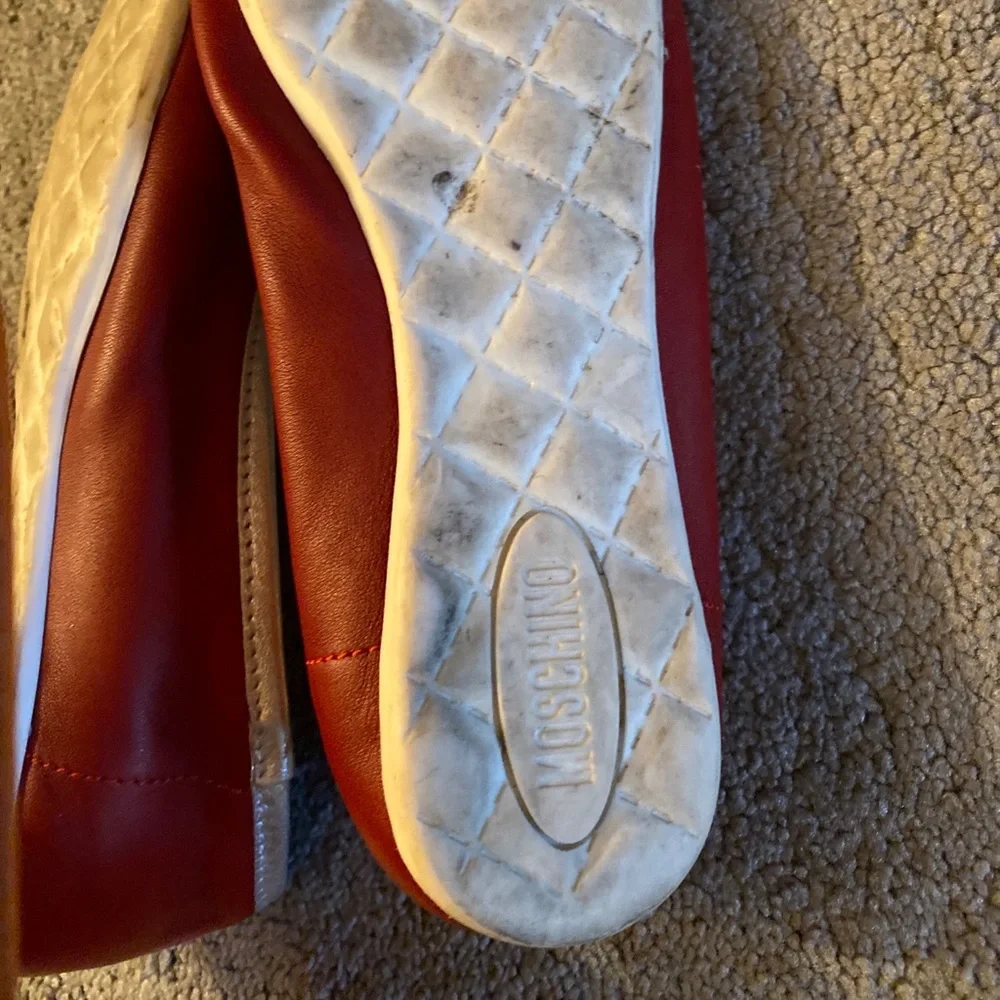 Moschino Red Ballet Flats with Silver Trim